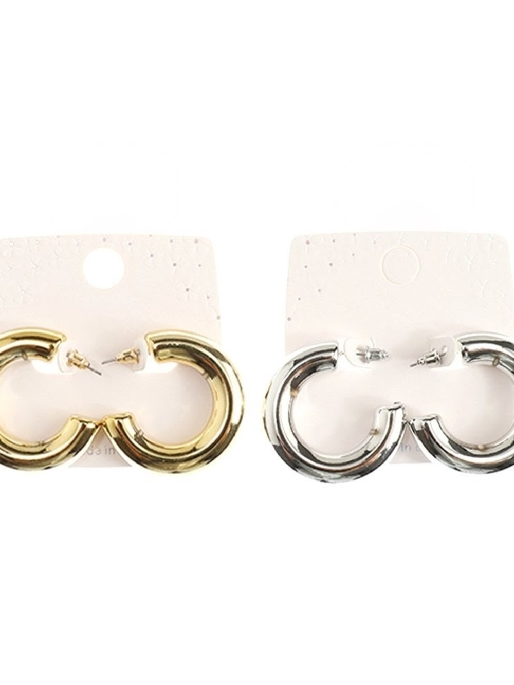 Chunky Hoop Post Earrings in Gold and Silver
